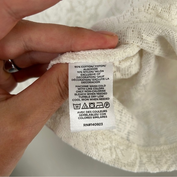 LOFT OffWhite Cream Floral Lace Ruffle Blouse Casual Formal Neutral XXL - Picture 4 of 6